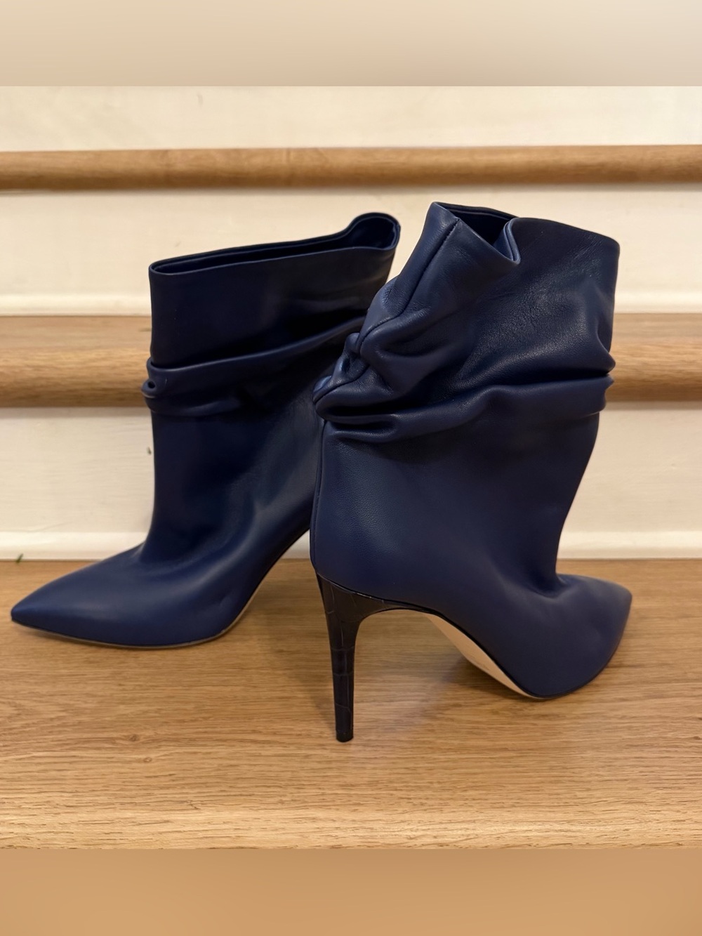 Paris Texas Blue Leather Slouchy Ankle Boots Stiletto Pointed Toe EU 39.5 - Picture 9 of 14